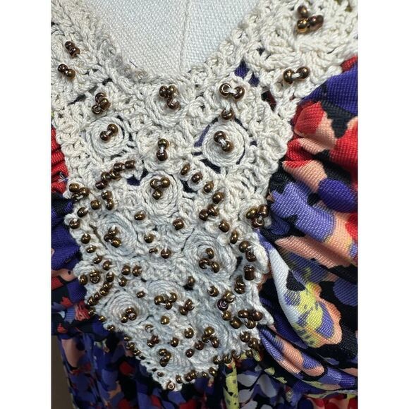 ELLE NEW Size XL Crochet Bead V Neck Sleeveless Maxi Dress Fairy BOHO Whimsigoth - Picture 3 of 16